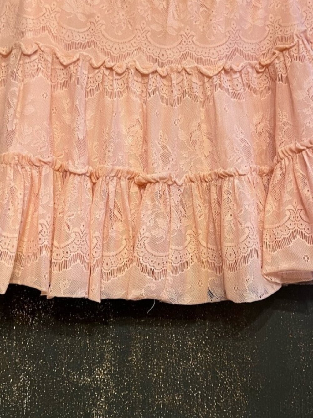 Pink Lace Tiered Ruffle Mini Skirt❤ - Picture 3 of 3
